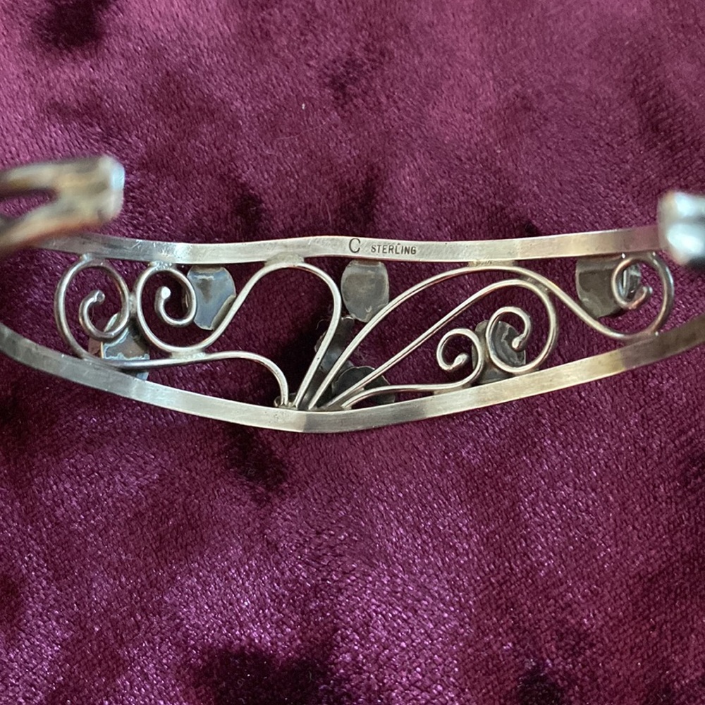 Sterling Silver Turquoise Adjustable Bracelet - image 2